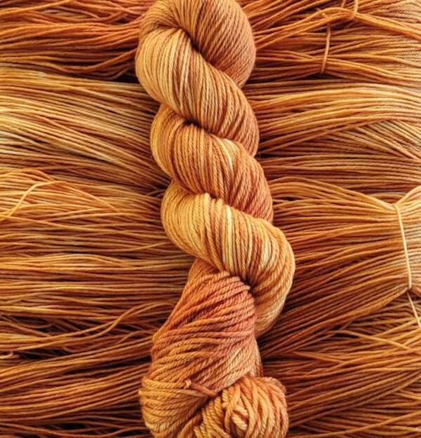 Bright, coppery orange yarn
